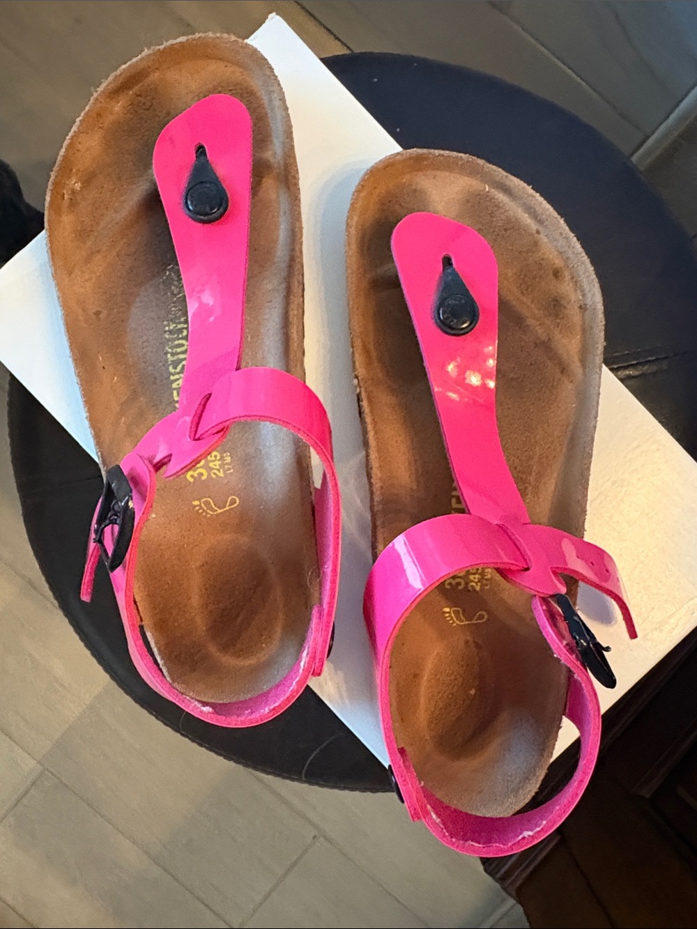 Birkenstock Women's Hot Pink Patent Toe-Post Sandals